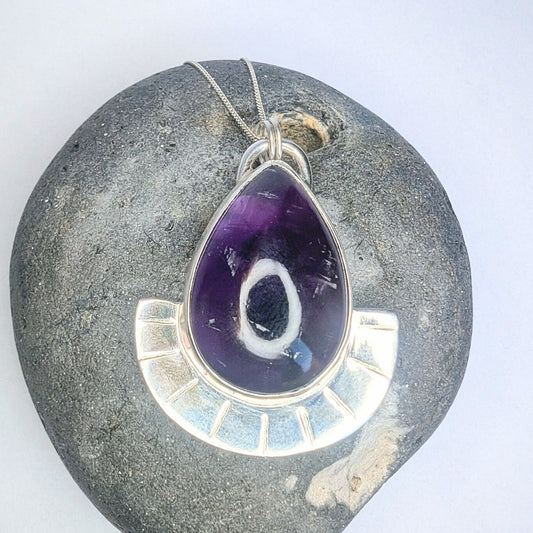 Purple Amethyst Ocean Wave Recycled Silver Pendant Necklace - Not Lost Jewellery