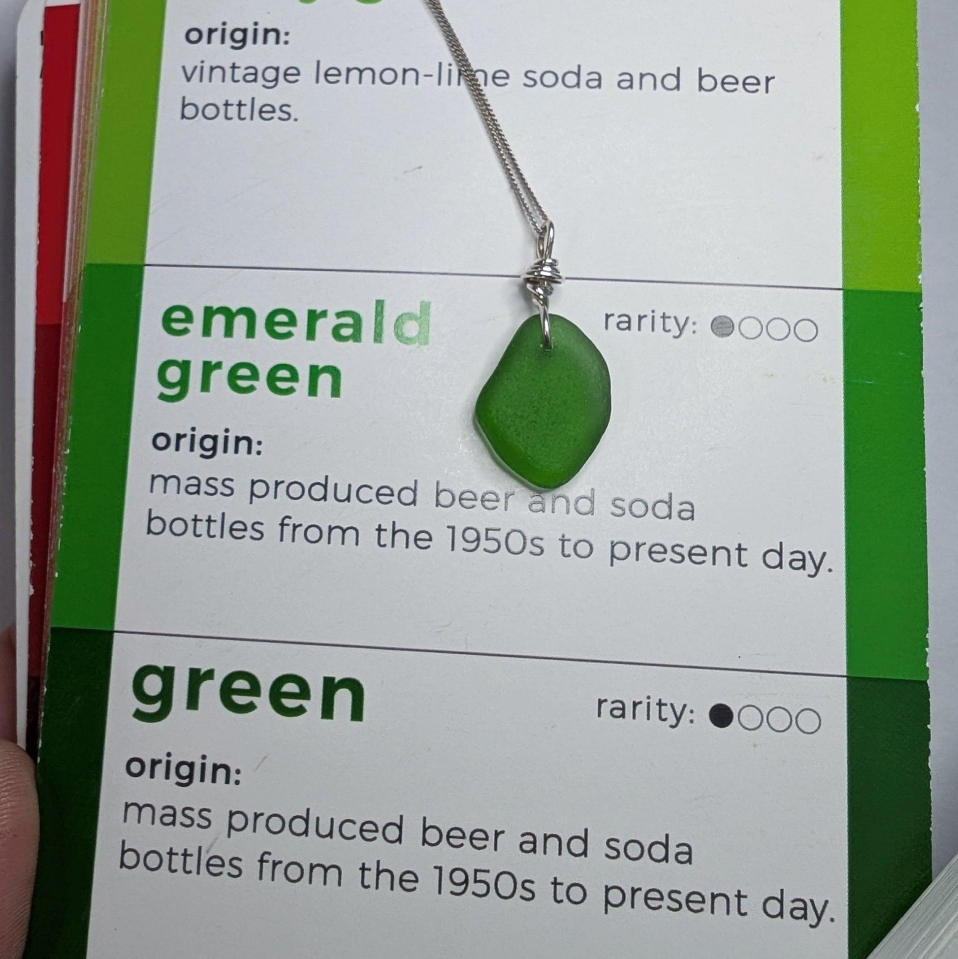 Recycled Silver Wire Wrapped Emerald Green Seaglass Pendant Necklace - Not Lost Jewellery