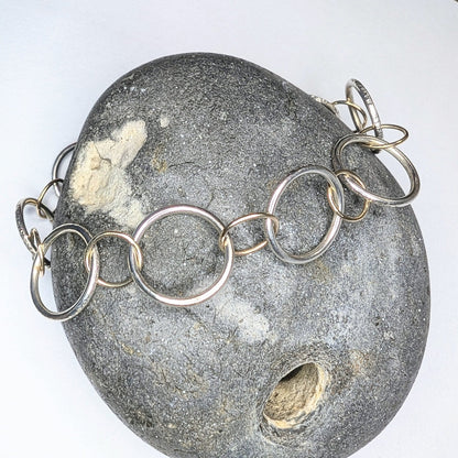 Recycled Sterling Silver and 9ct Handmade Chain Link Bracelet - Not Lost Jewellery