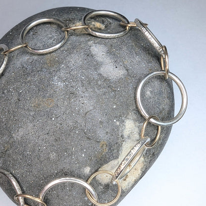 Recycled Sterling Silver and 9ct Handmade Chain Link Bracelet - Not Lost Jewellery