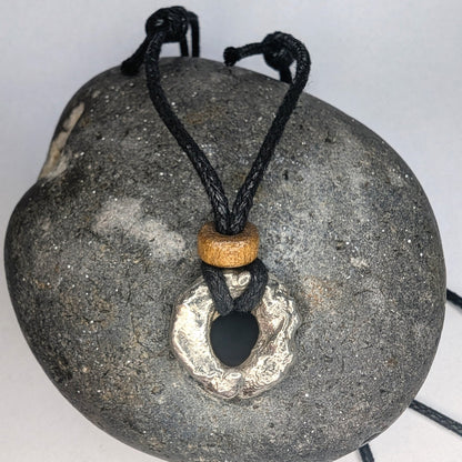 Recycled Sterling Silver Molten Pendant Cord Necklace - Not Lost Jewellery