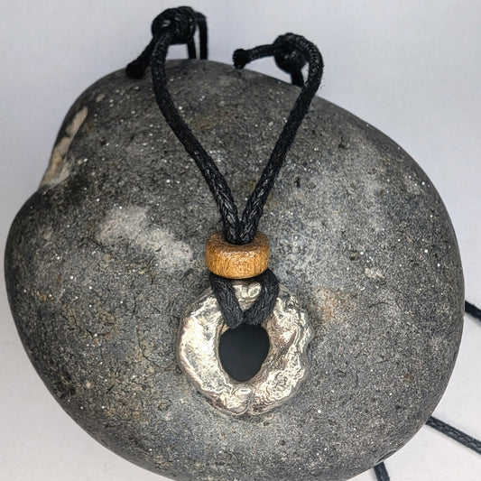 Recycled Sterling Silver Molten Pendant Cord Necklace - Not Lost Jewellery