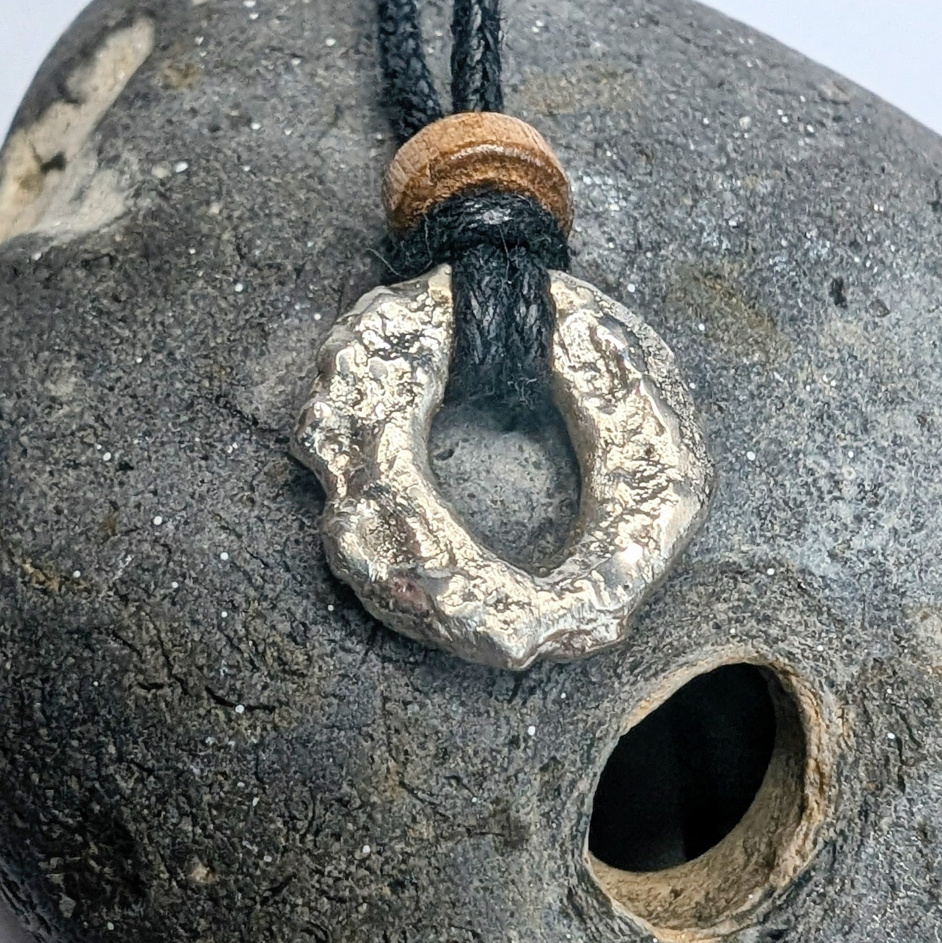 Recycled Sterling Silver Molten Pendant Cord Necklace - Not Lost Jewellery