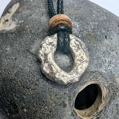 Recycled Sterling Silver Molten Pendant Cord Necklace - Not Lost Jewellery