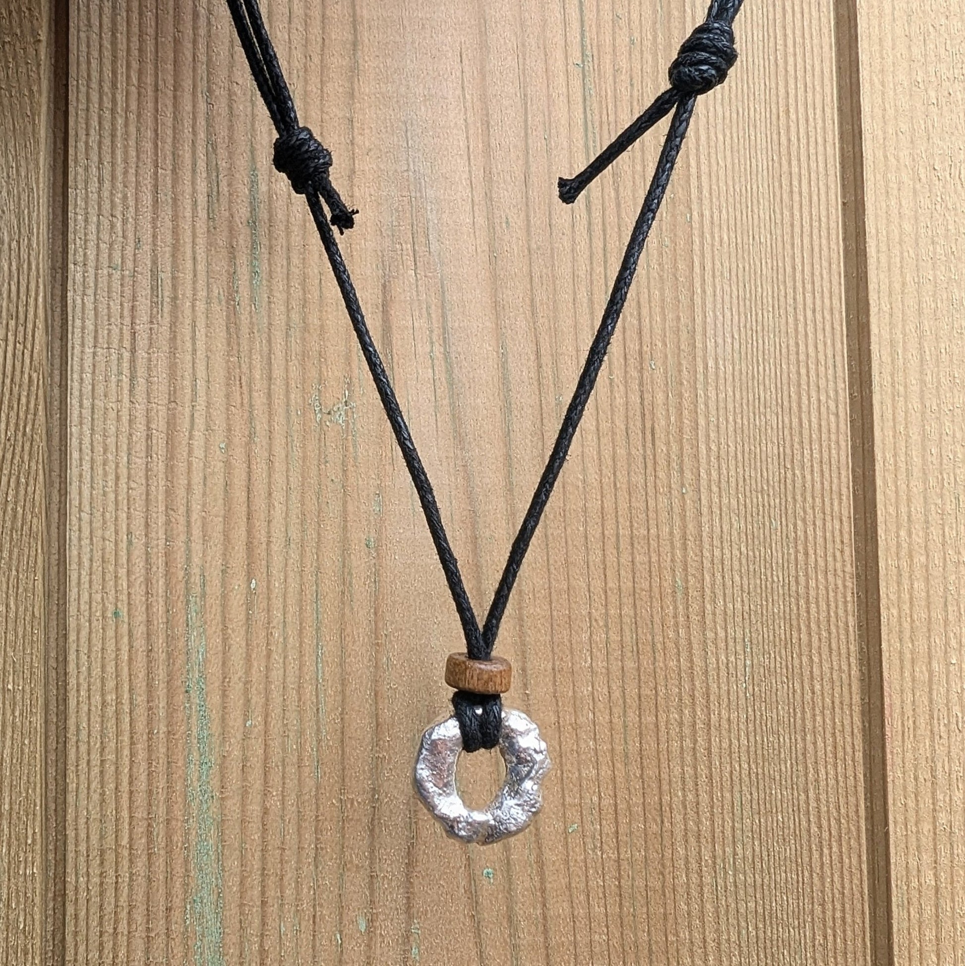 Recycled Sterling Silver Molten Pendant Cord Necklace - Not Lost Jewellery