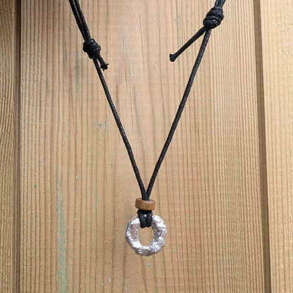 Recycled Sterling Silver Molten Pendant Cord Necklace - Not Lost Jewellery
