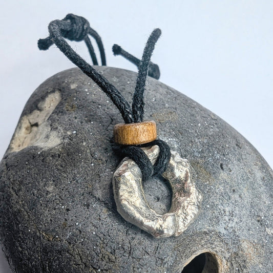 Recycled Sterling Silver Molten Pendant Cord Necklace - Not Lost Jewellery