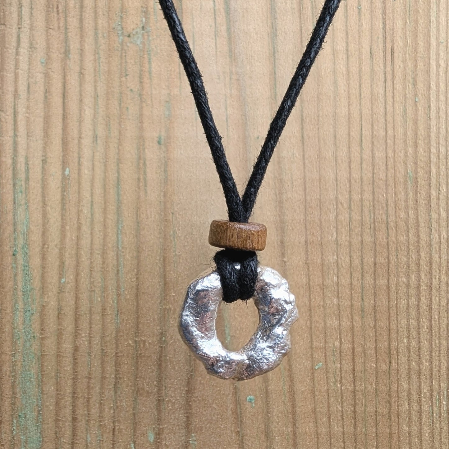 Recycled Sterling Silver Molten Pendant Cord Necklace - Not Lost Jewellery
