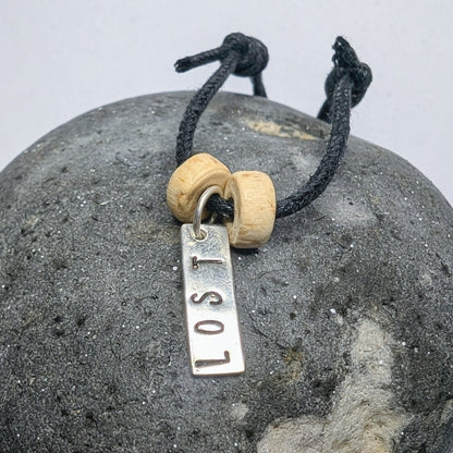 Recycled Sterling Silver 'Not Lost' & 'Lost' Pendant Cord Necklace - Not Lost Jewellery