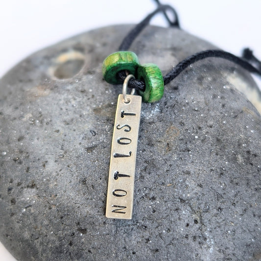 Recycled Sterling Silver 'Not Lost' & 'Lost' Pendant Cord Necklace - Not Lost Jewellery