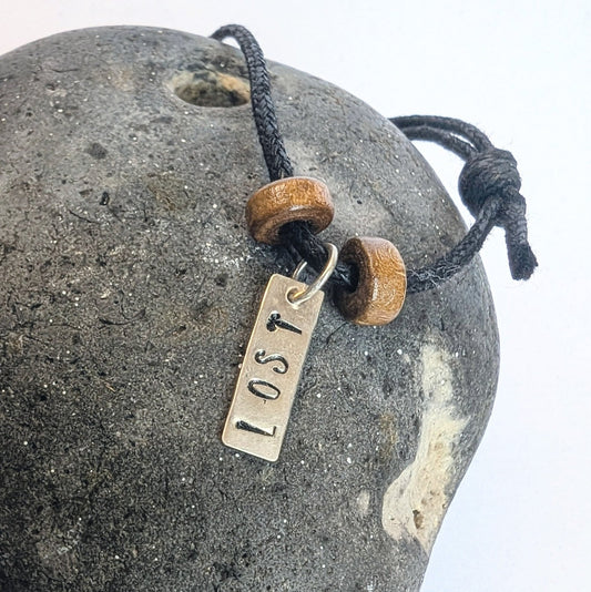 Recycled Sterling Silver 'Not Lost' & 'Lost' Pendant Cord Necklace - Not Lost Jewellery