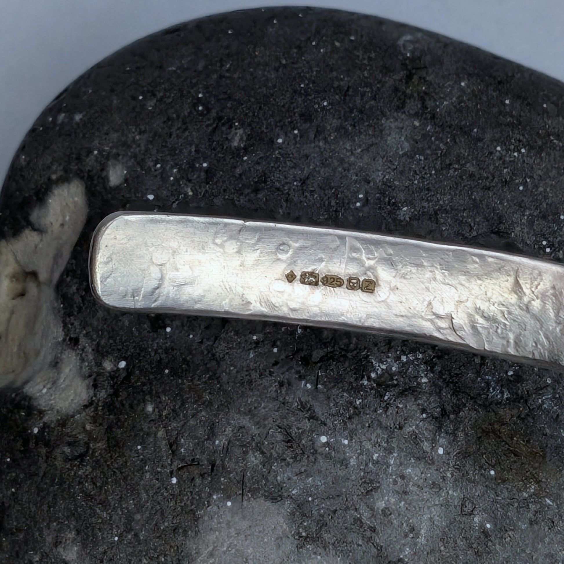 Rhodochrosite Gemstone & Recycled Sterling Silver Cuff Bracelet - Not Lost Jewellery