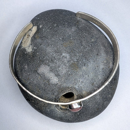 Rhodochrosite Gemstone & Recycled Sterling Silver Cuff Bracelet - Not Lost Jewellery