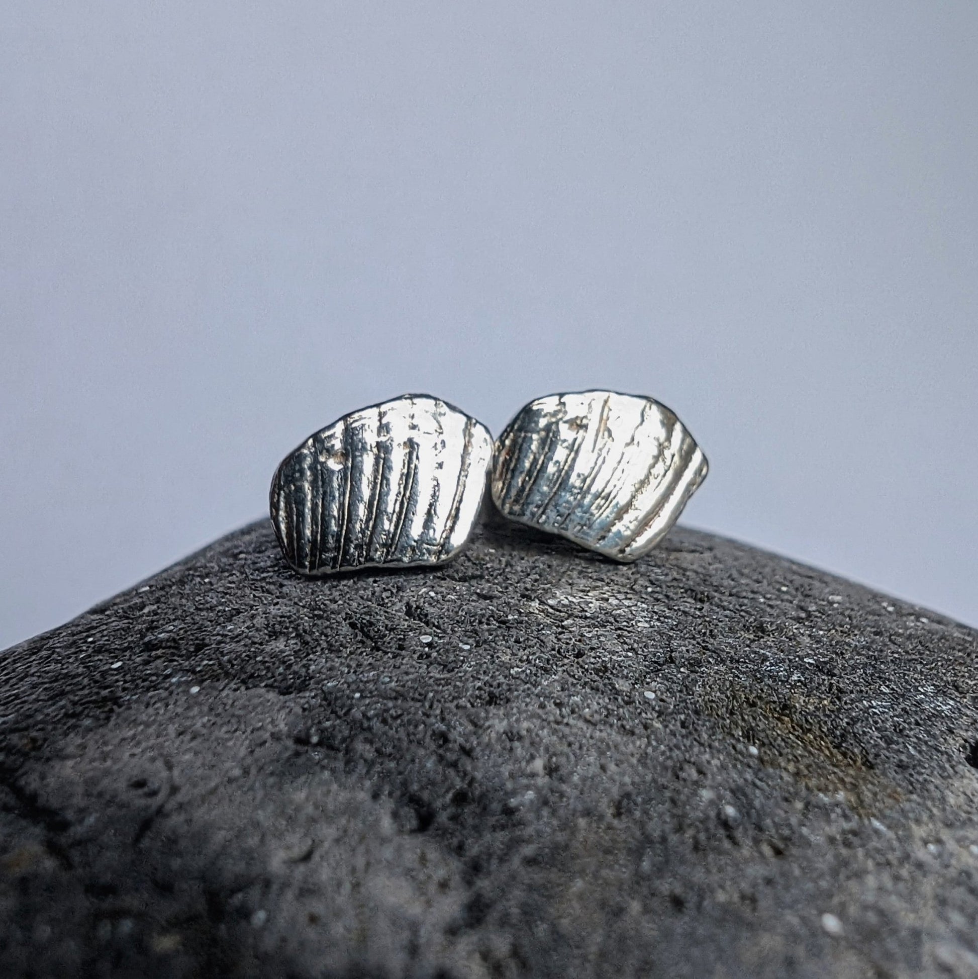 Seconds Shell Fragment Silver Stud Earrings - Not Lost Jewellery