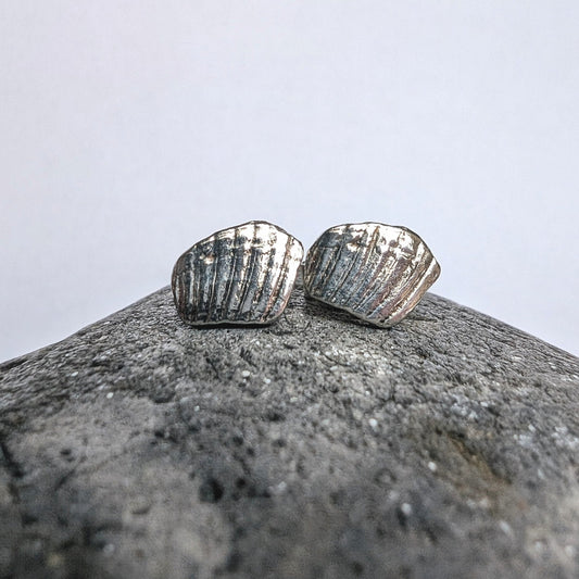 Seconds Shell Fragment Silver Stud Earrings - Not Lost Jewellery