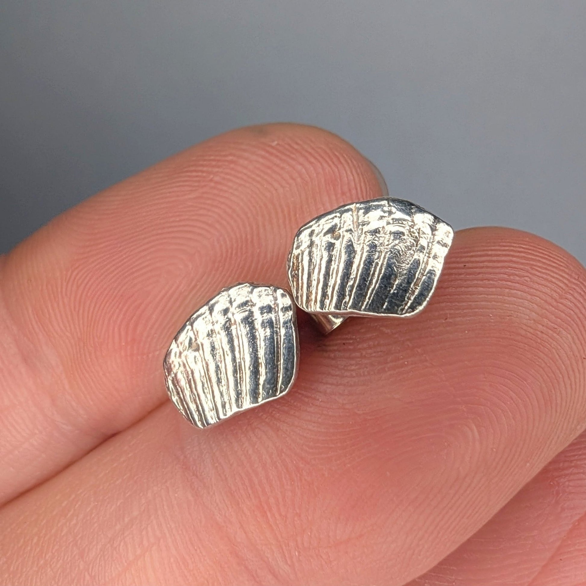 Seconds Shell Fragment Silver Stud Earrings - Not Lost Jewellery