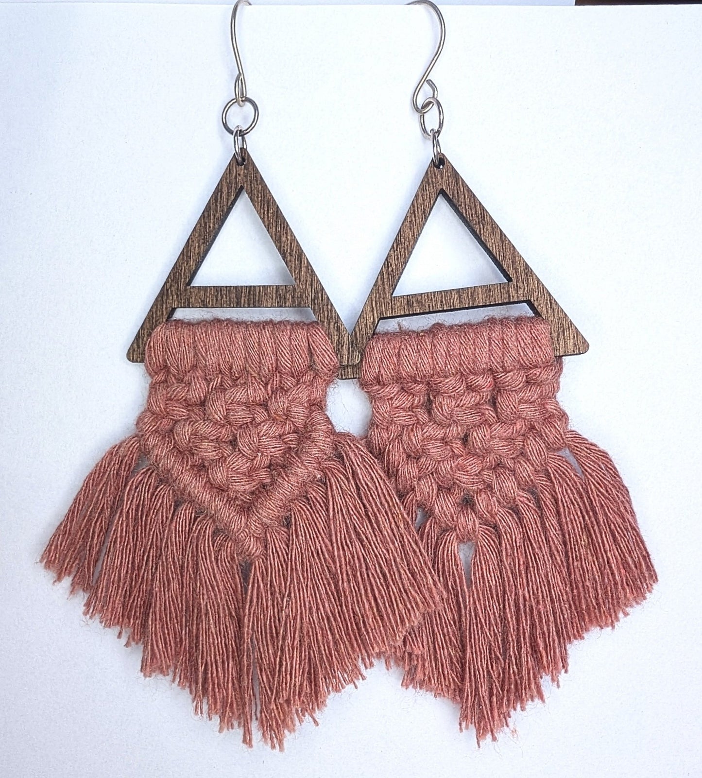 Statement Cotton Macrame & Recycled Sterling Silver Dangle Earrings - Not Lost Jewellery