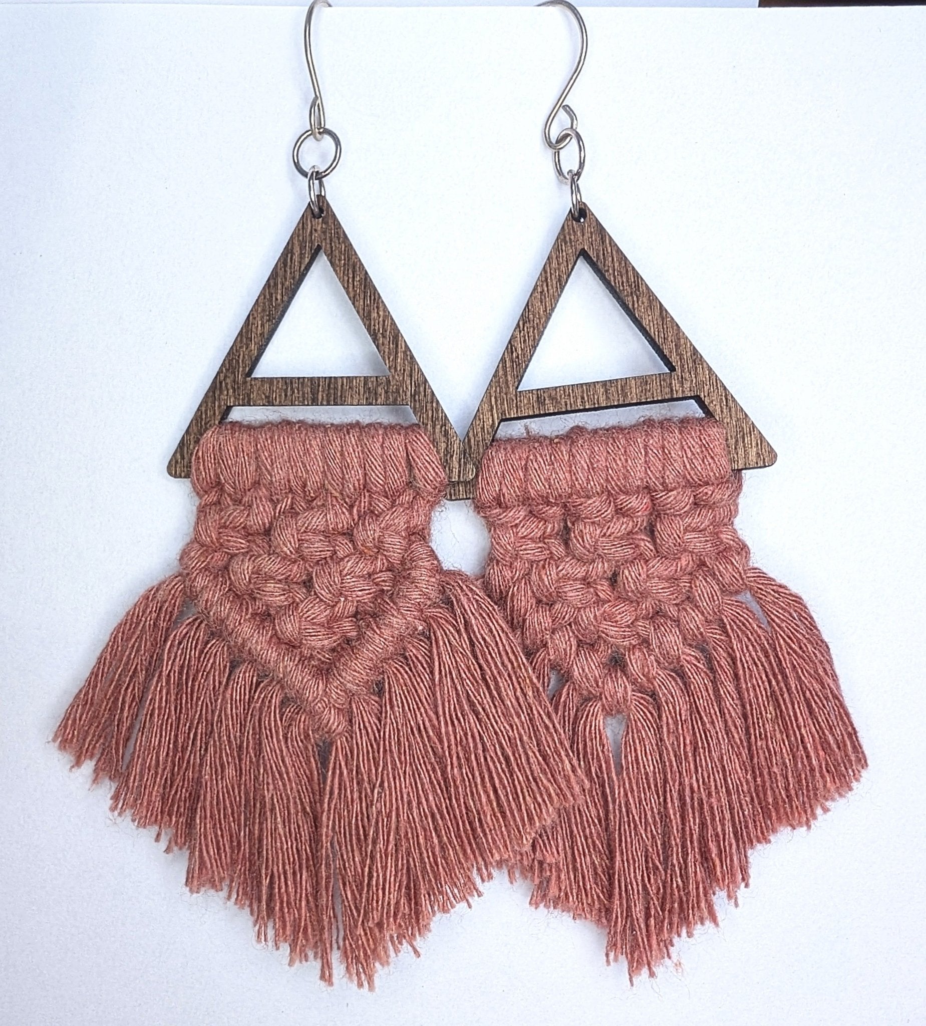 Statement Cotton Macrame & Recycled Sterling Silver Dangle Earrings - Not Lost Jewellery