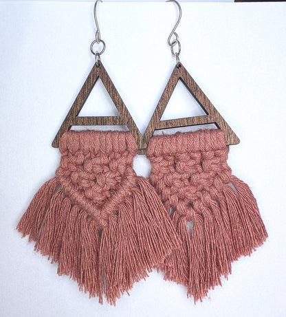 Statement Cotton Macrame & Recycled Sterling Silver Dangle Earrings - Not Lost Jewellery
