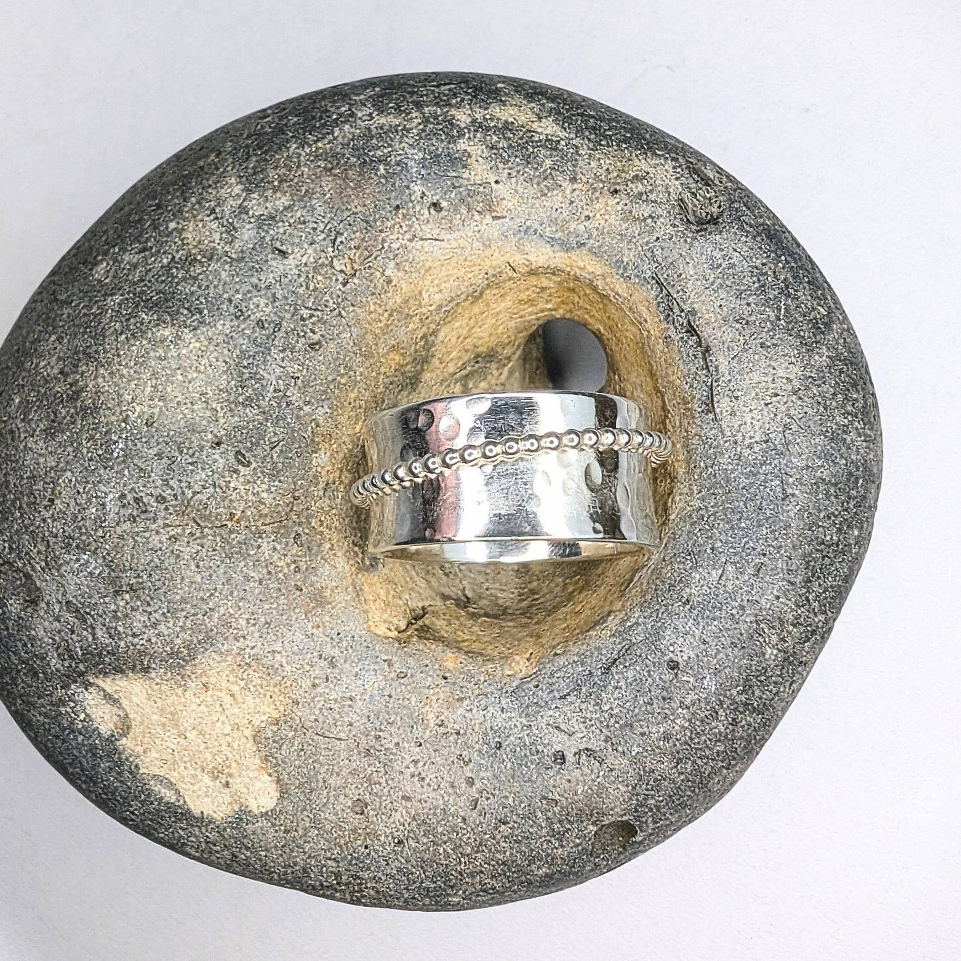 Thick Dotty Recycled Silver Spinner Fidget Ring - Not Lost Jewellery