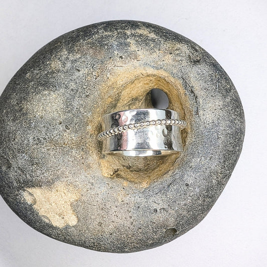 Thick Dotty Recycled Silver Spinner Fidget Ring - Not Lost Jewellery