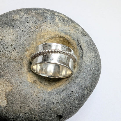 Thick Dotty Recycled Silver Spinner Fidget Ring - Not Lost Jewellery