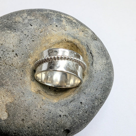 Thick Dotty Recycled Silver Spinner Fidget Ring - Not Lost Jewellery