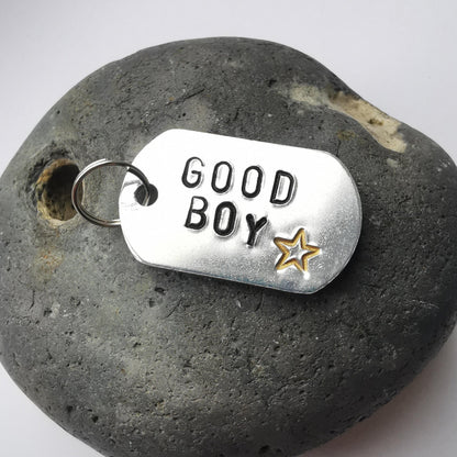 Hand Stamped Aluminium Dog Tag - Good Boy - Not Lost Jewellery