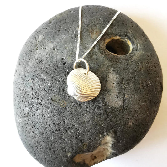 Real Shell Cast in Fine Silver, Double Sided Seashell Necklace - Medium Size - Not Lost Jewellery